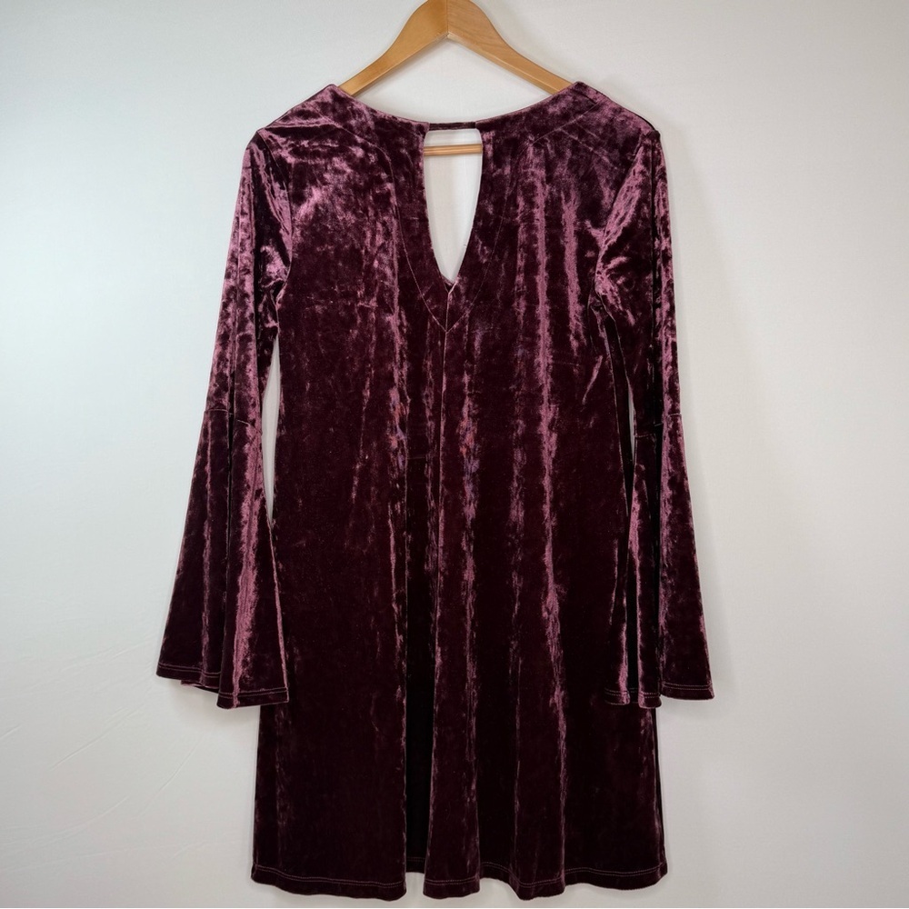 A.N.A. Crushed Velvet Bell Sleeve Dress – Burgundy – XS – NWOT